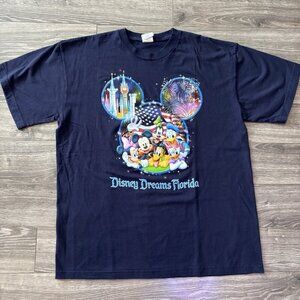 Disney Dreams Florida Blue Print T-Shirt Adult XL Mickey Minnie Donald Duck Y2K